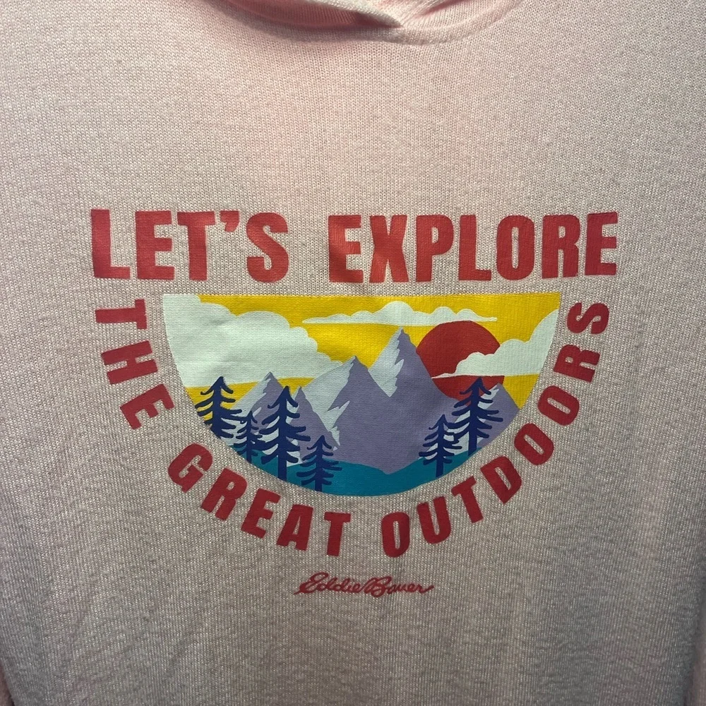 Eddie Bauer Pink Kids Hoodie with Adventure Print (093)